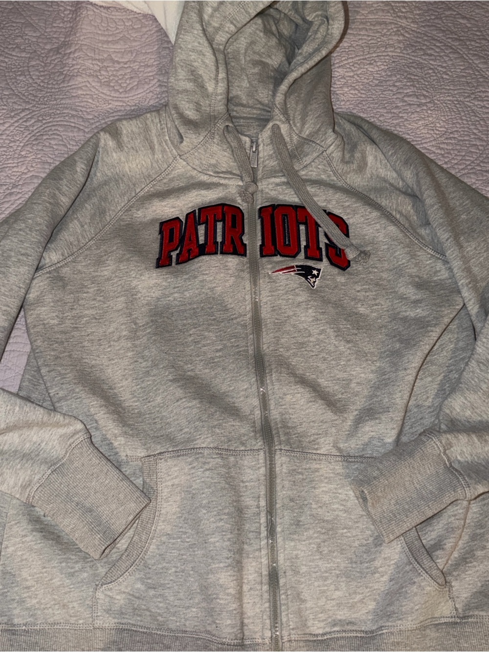 Patriots Grey Kids Zip-Up Hoodie Jacket
